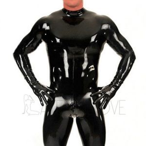 Latex catsuit neck entry